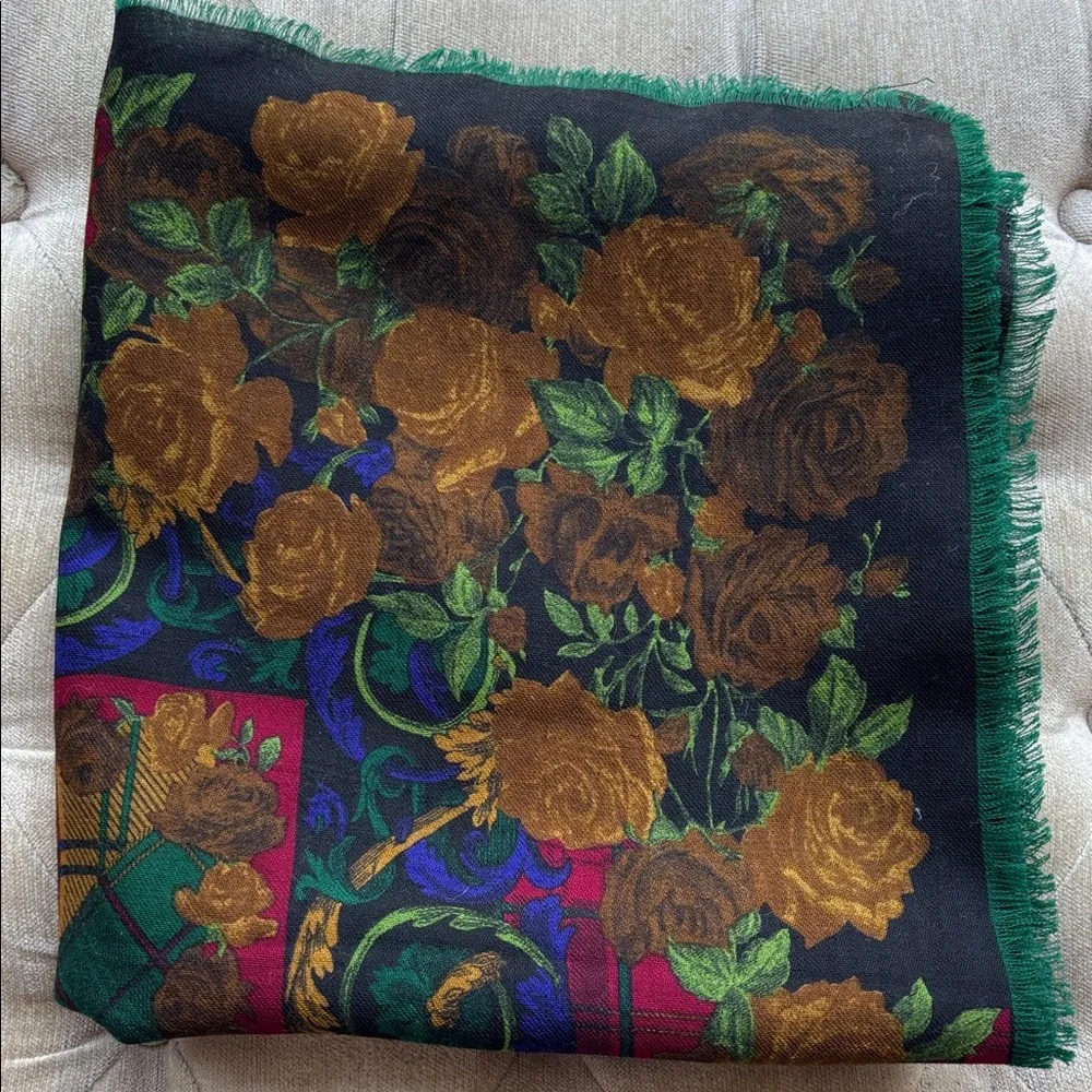 Liberty Multicolor Plaid and Floral Accent shall scarf